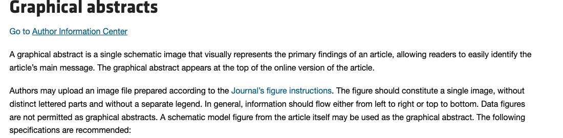 The Journal of Clinical Investigation's graphical abstract page, stating that authors may upload an image and that data figures are not permitted