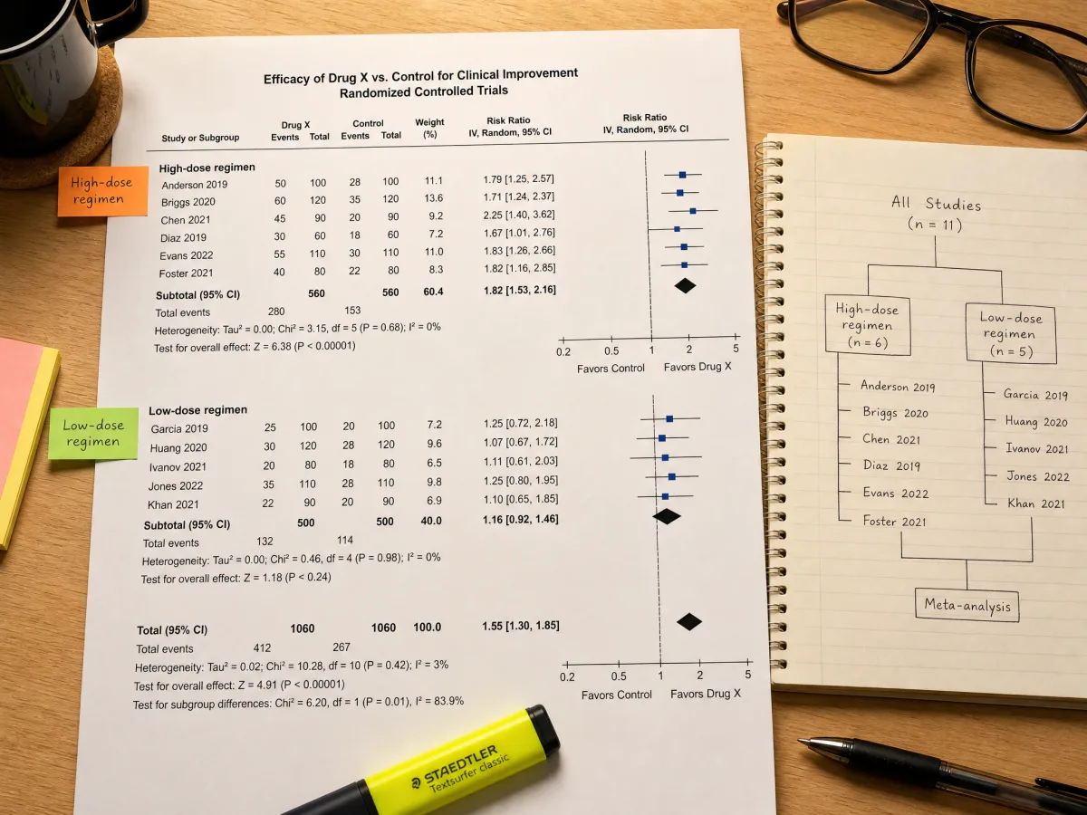 Forest plot with studies grouped under subgroup headings