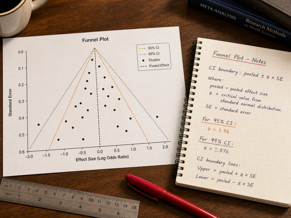 Funnel plot with 95 and 99 percent confidence funnel lines