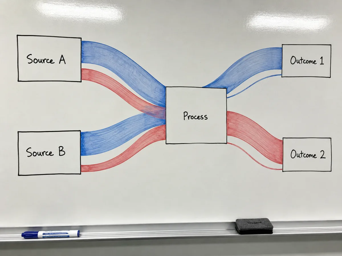 Sankey diagram generator computing node columns and ordering automatically from a list of flows